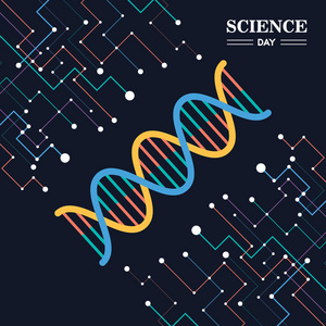 科学日卡插图抽象DNA链的研究和教育。