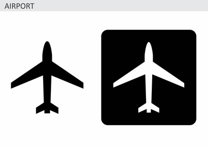 黑白机场图标插图