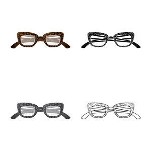 眼镜和框架标志的矢量设计。眼镜的收集和辅助股票向量例证