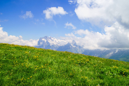 高山峰景观背景。 荣福鲁伯尼斯高地。 阿尔卑斯山旅游之旅，登山概念