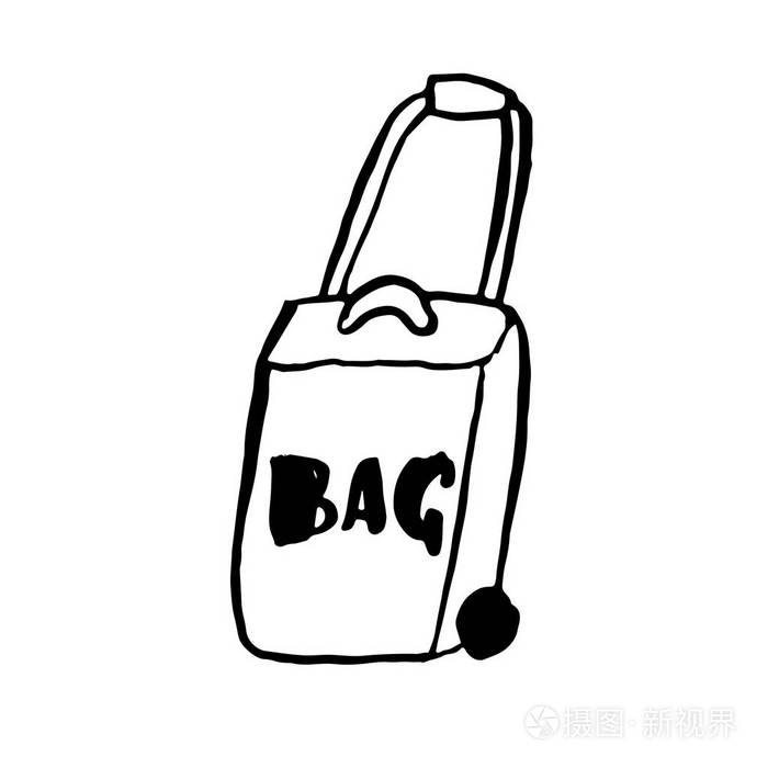 插画 旅行袋的垃圾图标.向量手绘的例证.eps