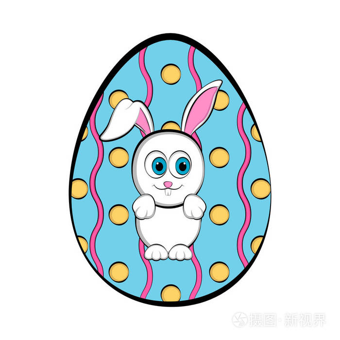 复活节彩蛋与一个可爱的兔子卡通