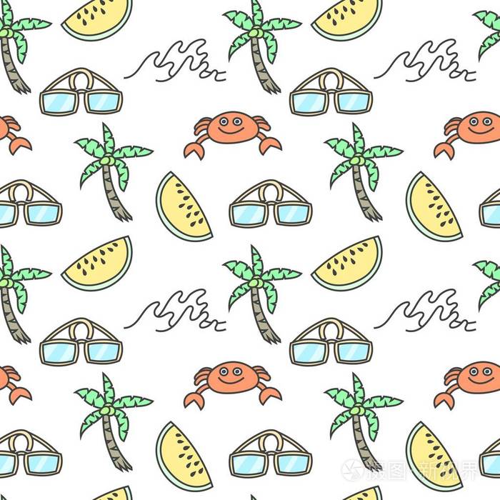 无缝图案夏季壁纸卡通印刷