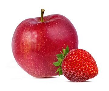 白色背景下分离的苹果和草莓