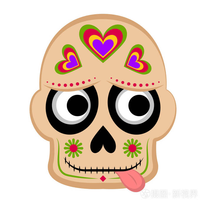 愉快的彩色墨西哥头骨