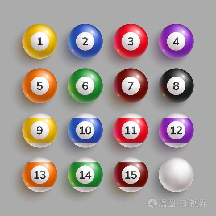 五颜六色的台球与数字