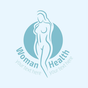 女性健身标志图标。运动, 健康, 水疗, 瑜伽, 美容矢量标志。妇女剪影标志。饮食标志。水疗沙龙标志