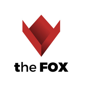 简单几何形状的红色狐狸的矢量标志。 狡猾的概念