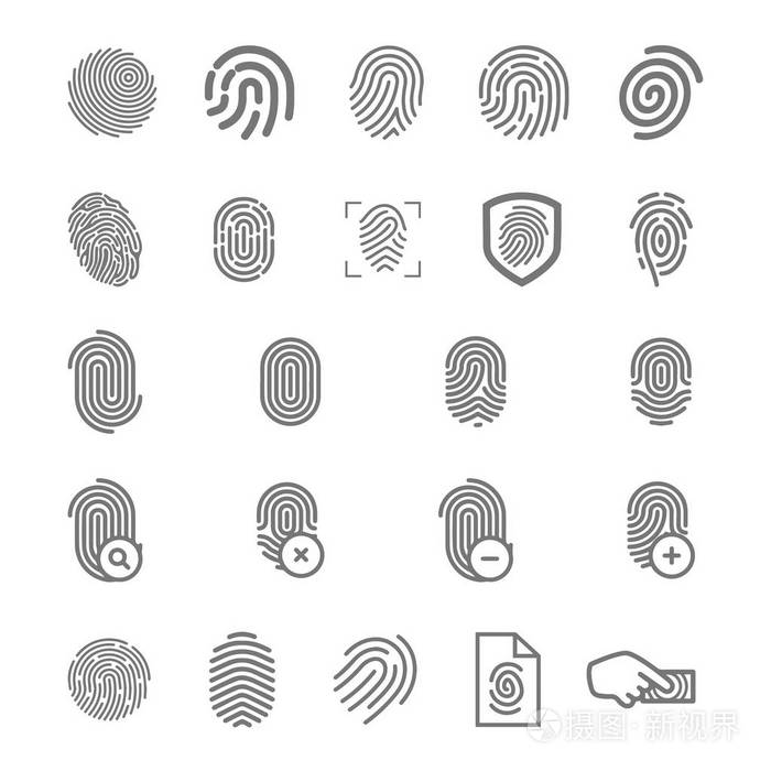 矢量图的概念的指纹标志图标.黑色在白色背景