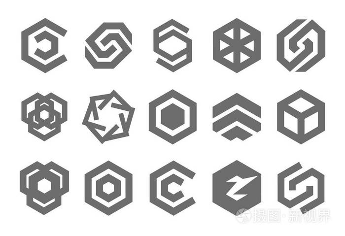 五边形徽标的矢量插图概念.白色背景上的图标