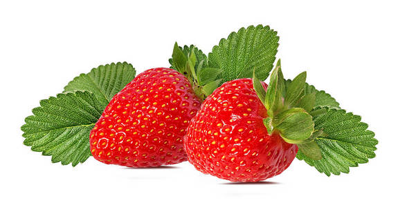 草莓，花白色背景分离