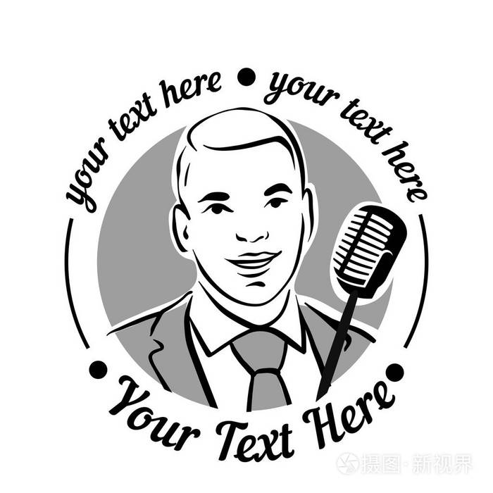 掌门, 马戏团典礼大师带着帽子.平面矢量图标插图.