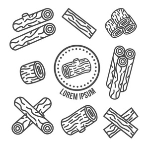 向量抽象木头纹理例证的手绘剪影在白色背景照片