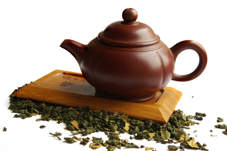 紫砂壶的中国茶在 w