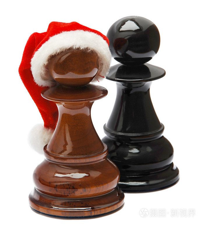国际象棋与圣诞老人帽子