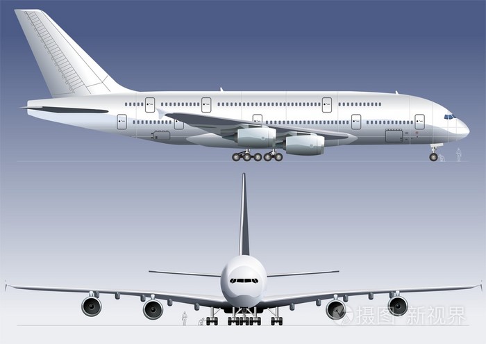 双层桥面最喷气客机 a380插画-正版商用图片19436b-摄图新视界