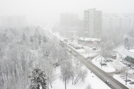 城市 降雪 一