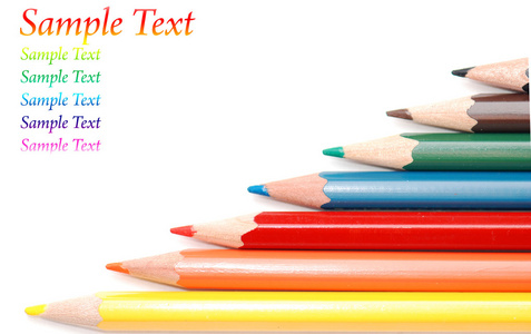 彩色的铅笔在白色隔离