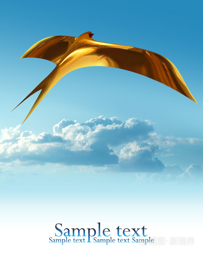 第一金燕子在蓝蓝的天空上