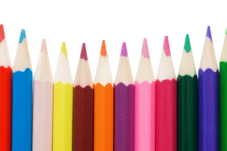 彩色铅笔在白色隔离