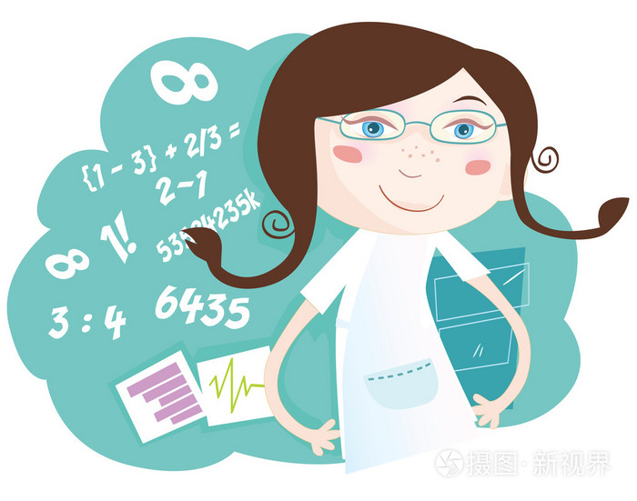 数学女孩插画-正版商用图片195k5n-摄图新视界