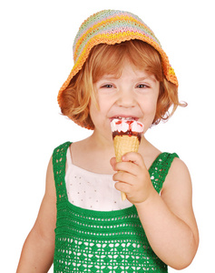 香草冰淇淋的小女孩