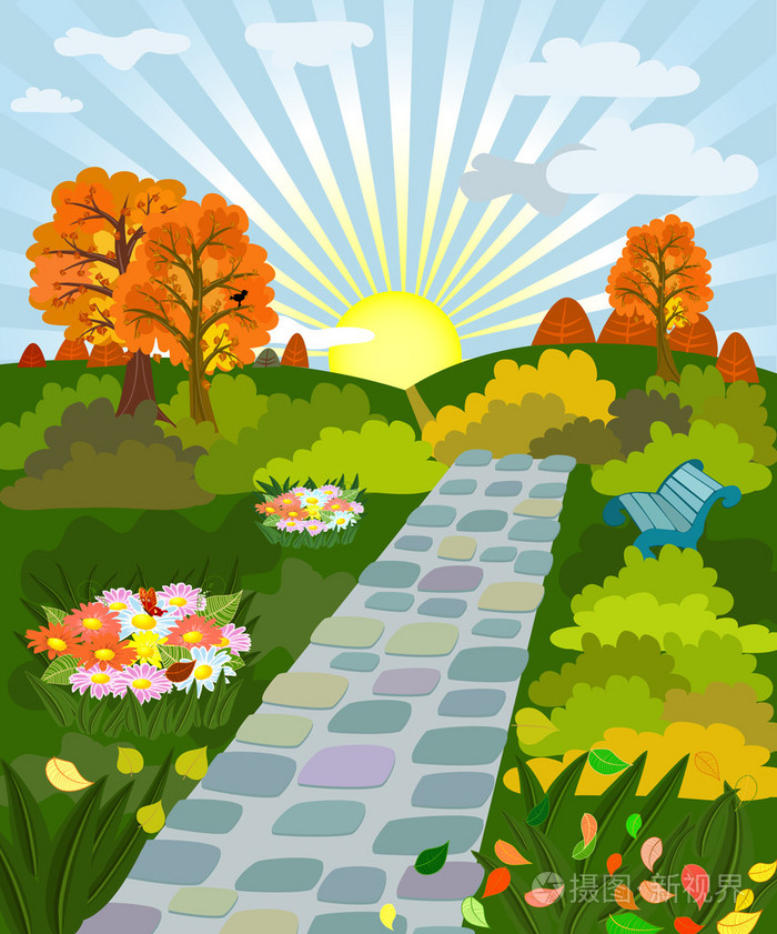 在秋天公园阳光灿烂的日子