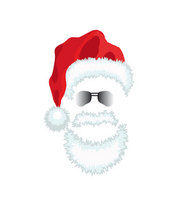 红色的圣诞老人的帽子 胡子和眼镜