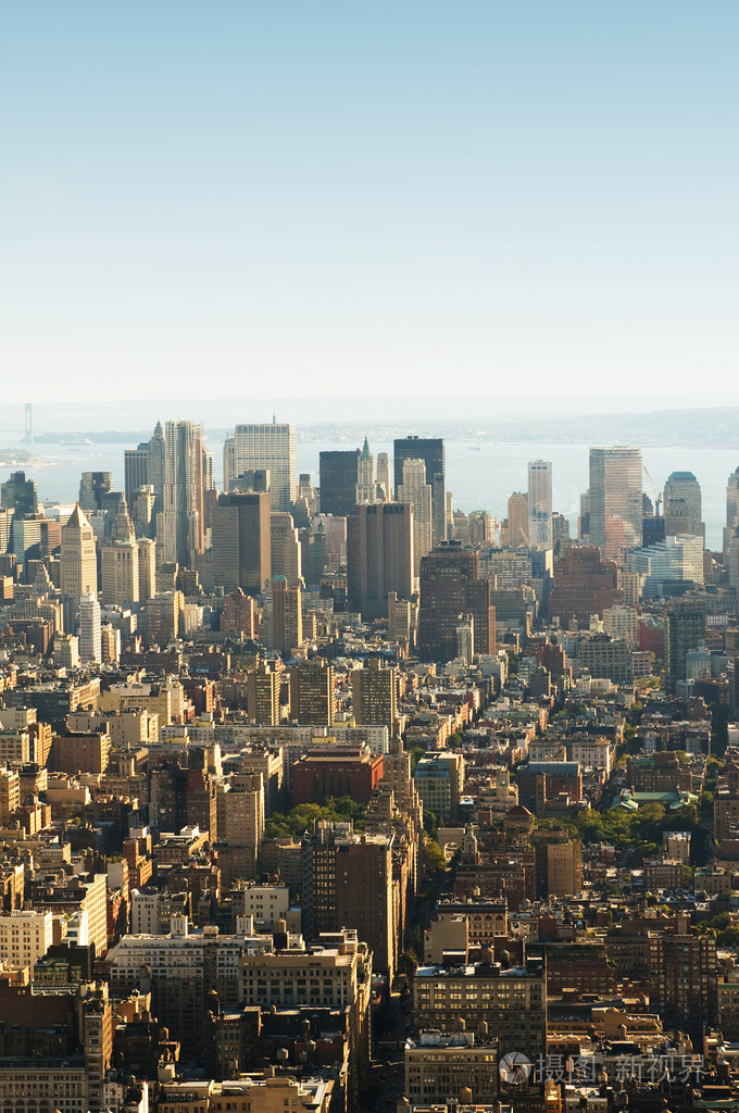 高高的摩天大楼的纽约城全景