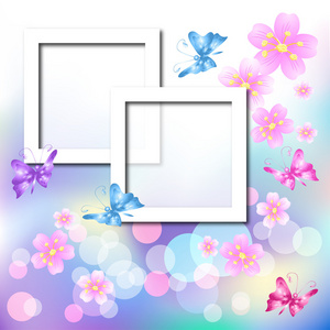 设计与花卉和蝴蝶相框