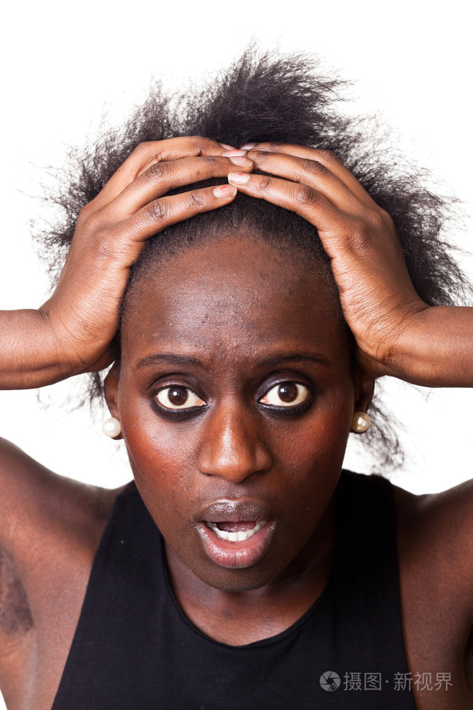 美丽的黑女人惊讶的脸