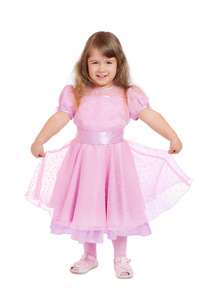 粉红色的裙子微笑的小女孩