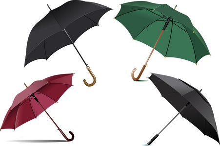 四种打开的雨伞插图