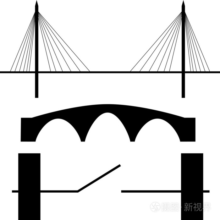 桥剪影矢量