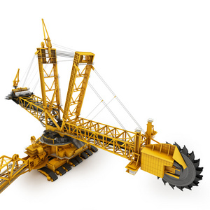 mehanic斗轮挖掘机上白色隔离照片