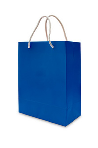 孤立的蓝纸购物袋