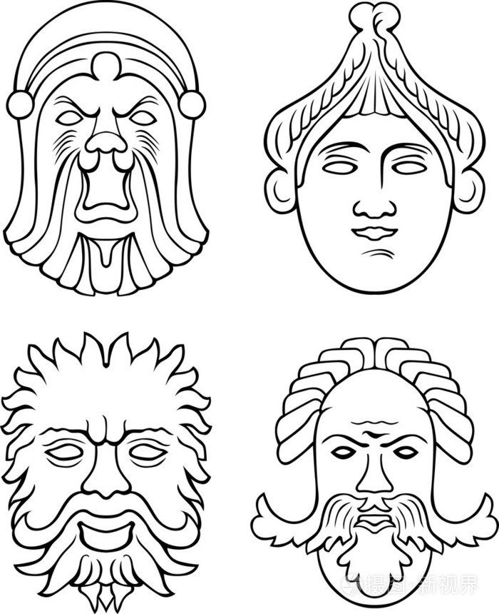 戏剧面具插画-正版商用图片198axb-摄图新视界