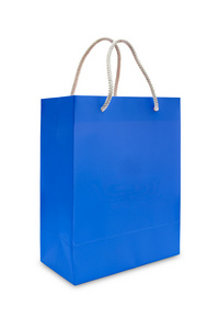 孤立的蓝纸购物袋
