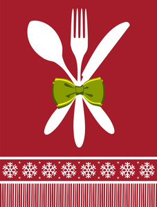 勺子刀叉圣诞节背景图片