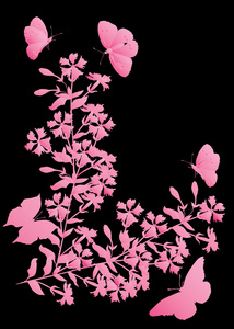 蝴蝶和粉色的花