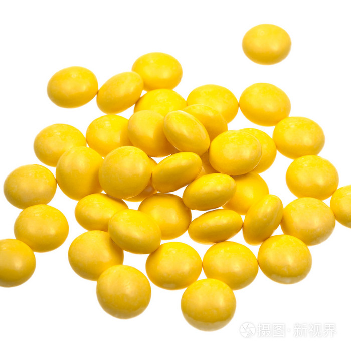 很多黄色的维生素药物