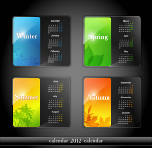 与四个季节的矢量日历 2012 年