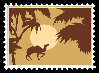 矢量热带景观上邮票