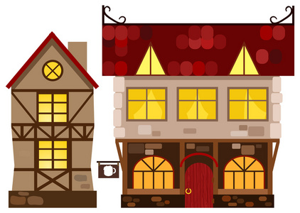 中世纪的房子和小酒馆
