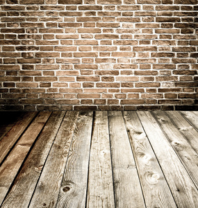 抽象砖墙壁和木地板