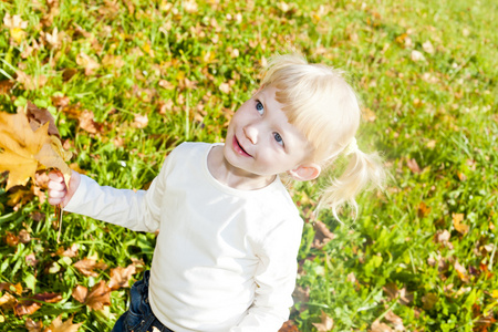 秋季性质的小女孩的肖像