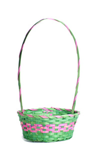 复活节粉色和绿色的空篮子里