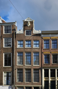 荷兰，阿姆斯特丹，旧私人石房子的外立面