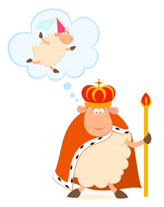 羊在白色背景上的公主冠之王