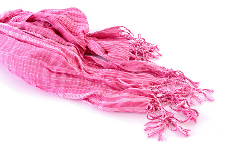孤立在白色背景上的粉红女围巾